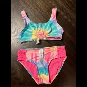 Justice two piece swimsuit, tie-dye size 8.
